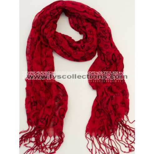 SJ02 Polyester Peace Sign Scarf